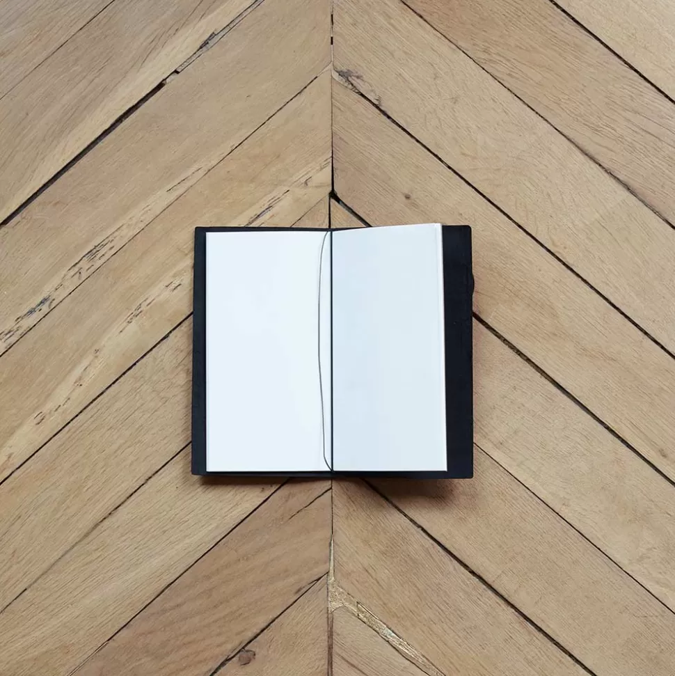 Carnet de voyage en cuir - Noir>Merci Paris Sale