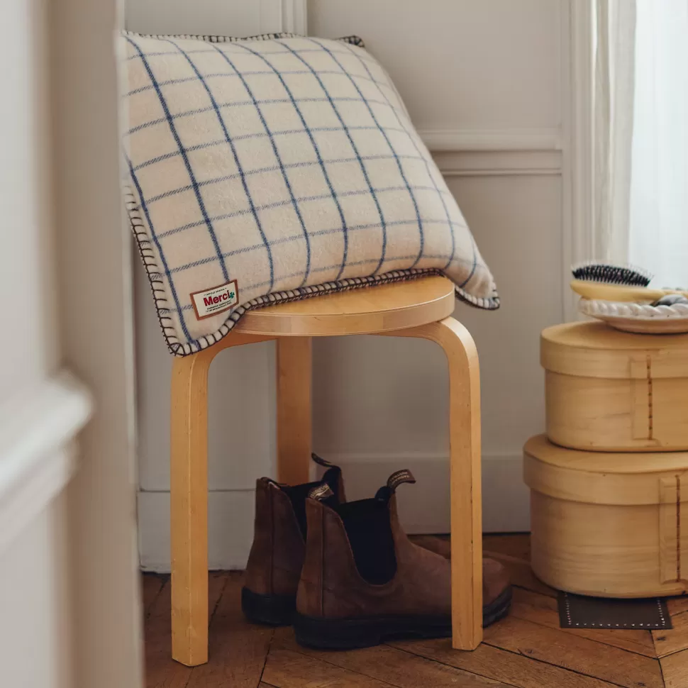 Coussin Merci - Carreaux Bleu Shibori>Merci Paris Discount