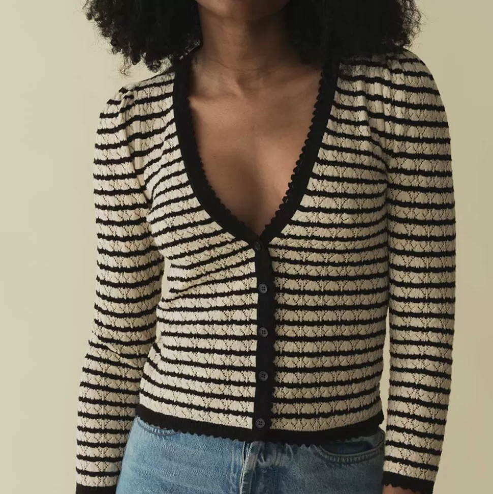 Dôen - Cardigan Chandel - Beige à rayures>Merci Paris Shop