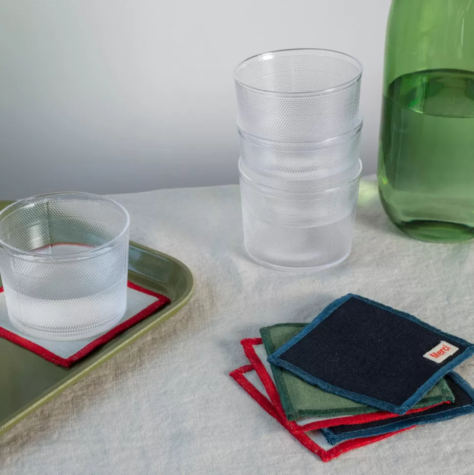Ensemble de 6 dessous de verre en lin lavé - Bleu encre>Merci Paris Cheap