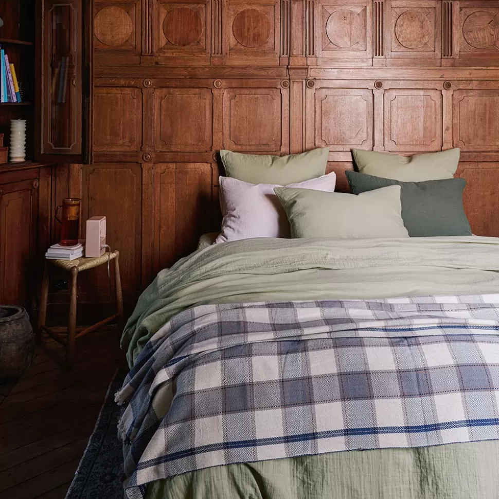 Housse de couette en gaze de coton - Vert 77 Rue de Varenne>Merci Paris Online