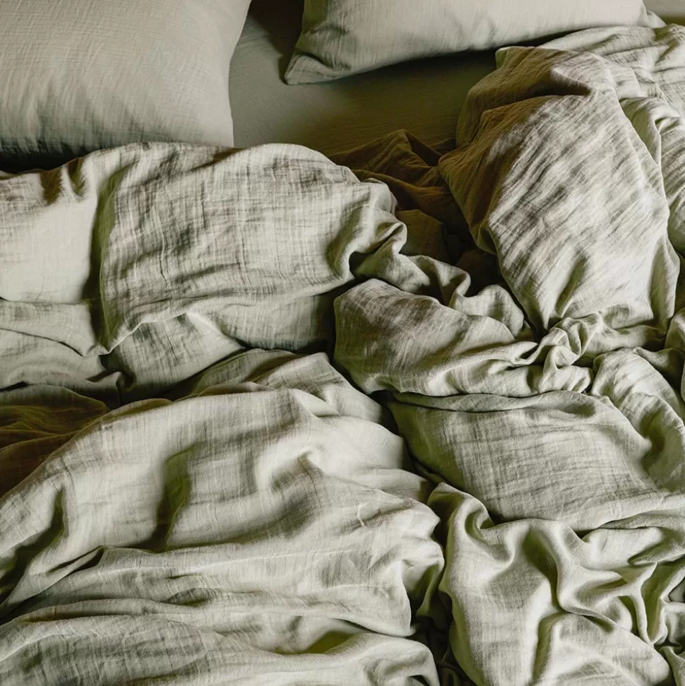 Housse de couette en gaze de coton - Vert 77 Rue de Varenne>Merci Paris Online