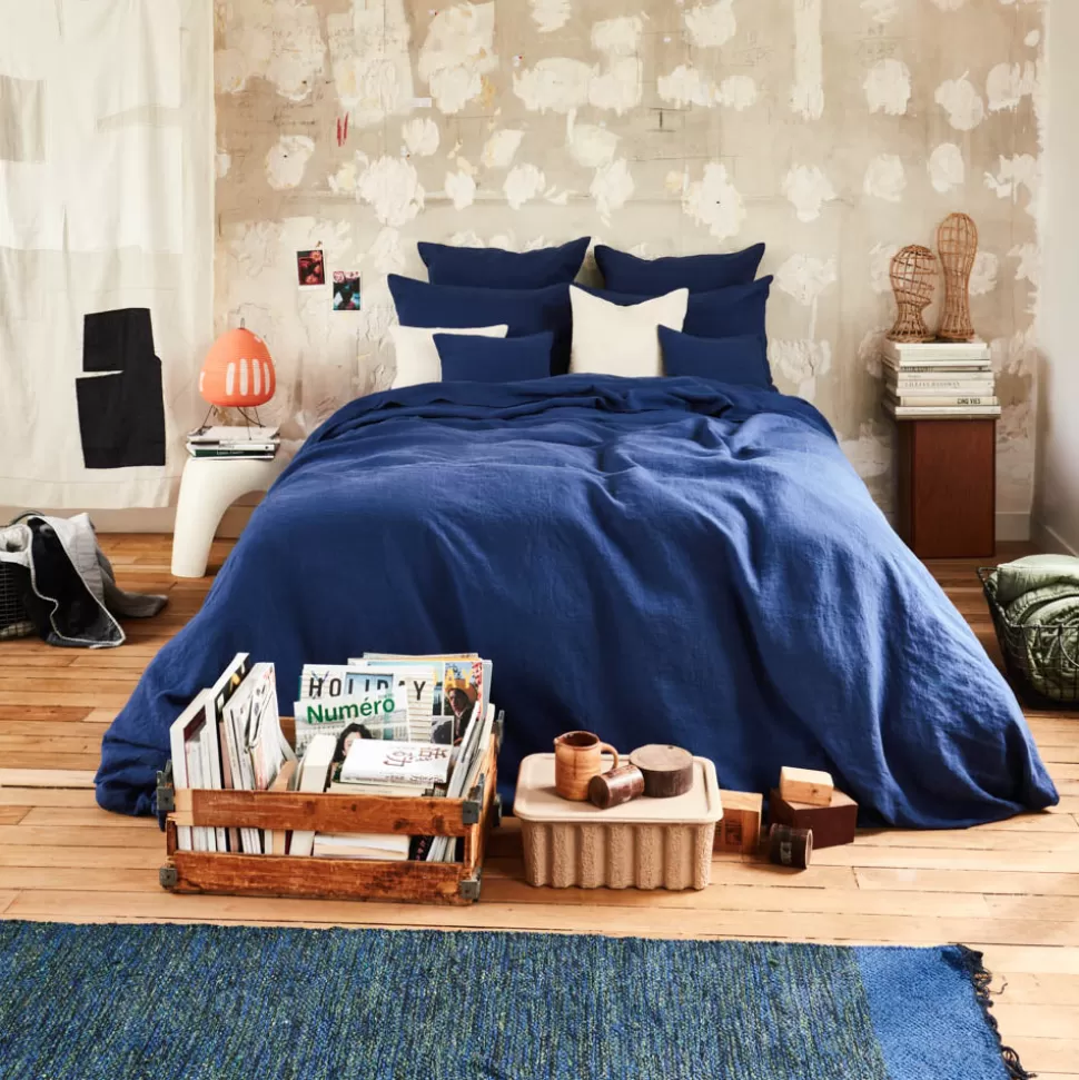 Housse de couette en lin lavé - Bleu Shibori>Merci Paris Sale