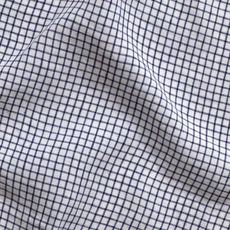 Housse de couette en lin lavé - Carreaux Bleu Shibori>Merci Paris Discount
