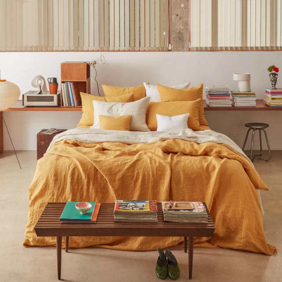 Housse de couette en lin lavé - Jaune Asahi>Merci Paris Best