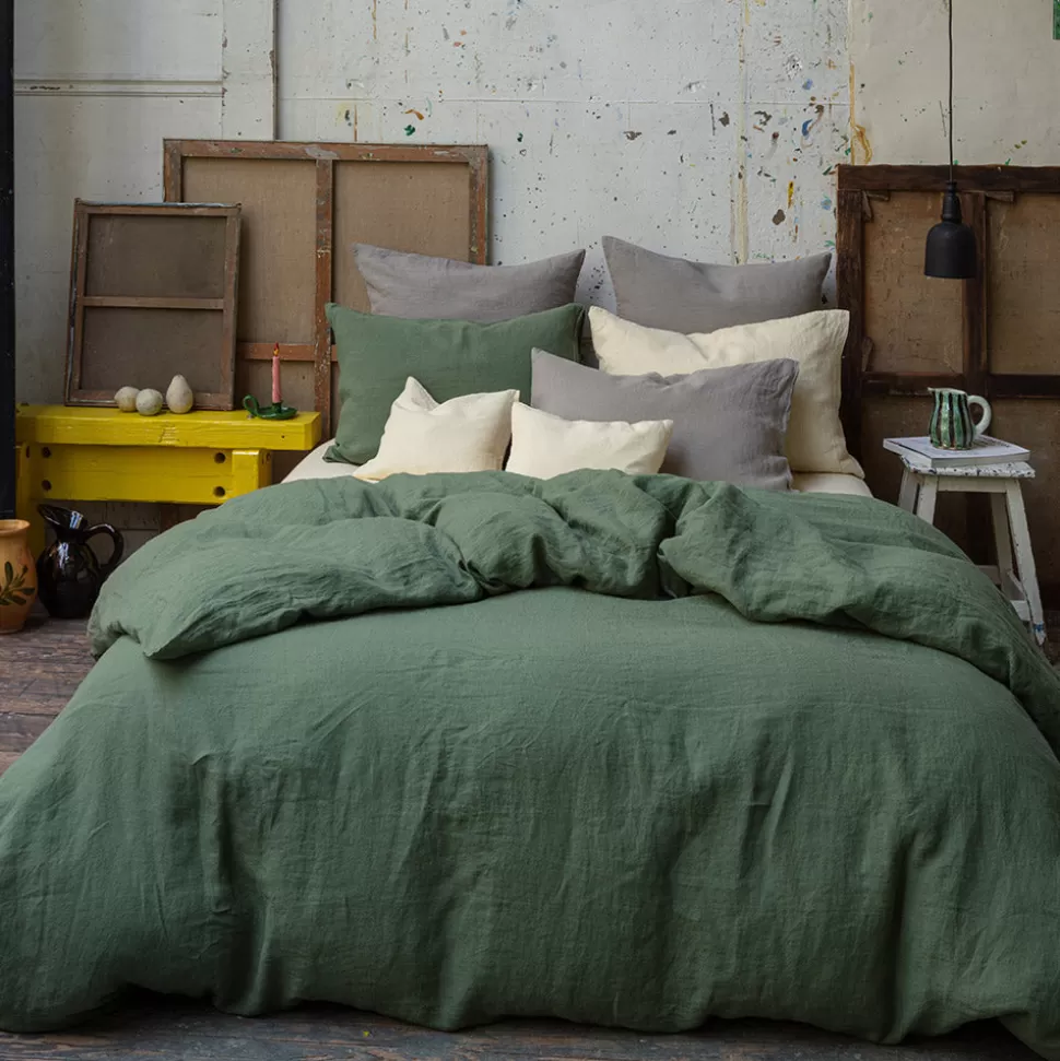 Housse de couette en lin lavé - Vert d'Anduze>Merci Paris Discount