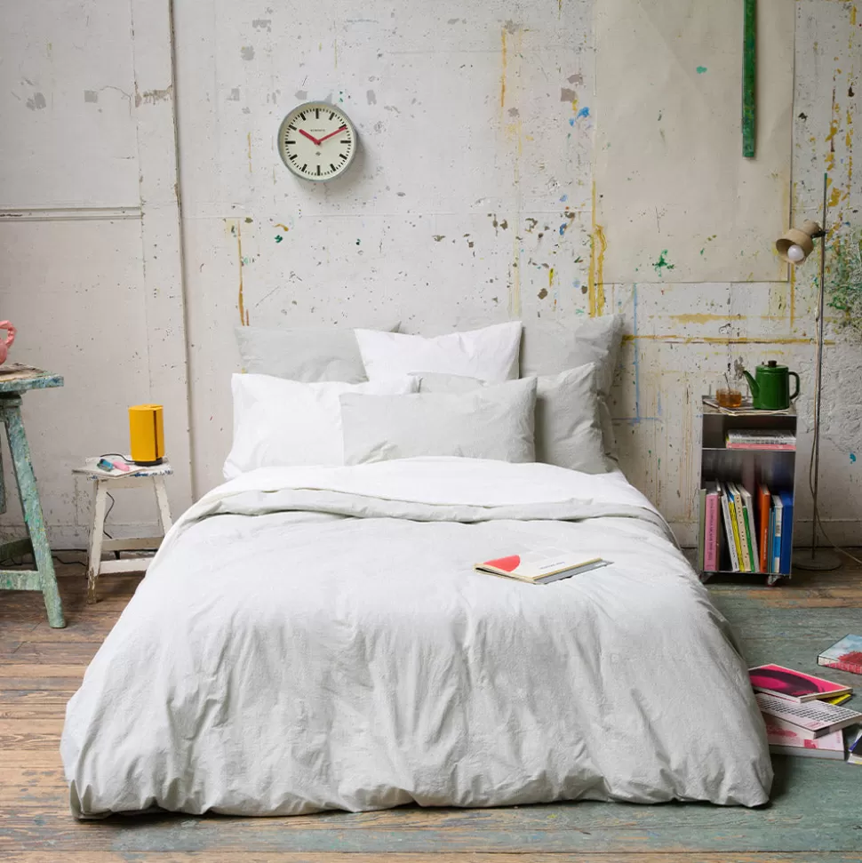 Housse de couette en percale de coton - Rayures Vert Camouflage>Merci Paris Fashion