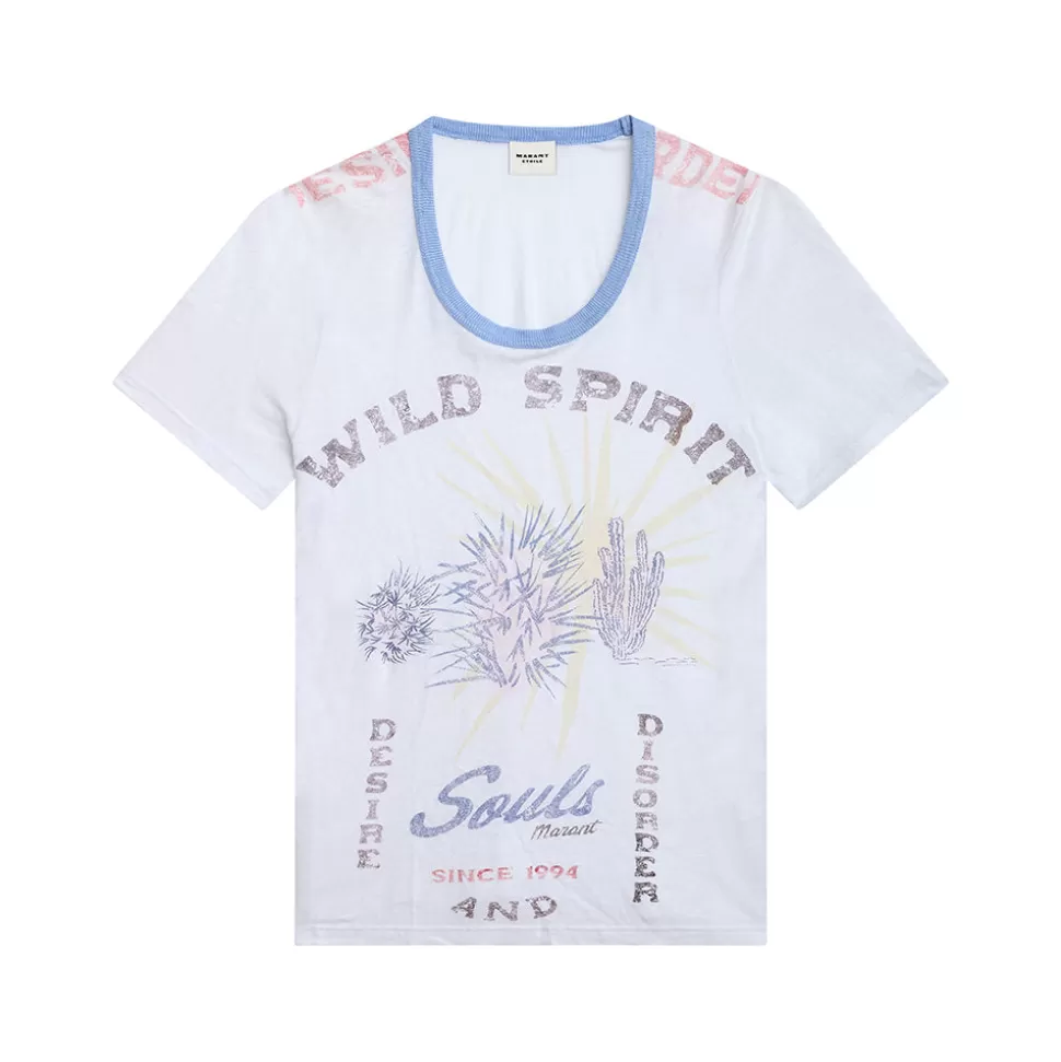 Isabel Marant -T-shirt Kiliann - Blanc & Bleu>Merci Paris Cheap