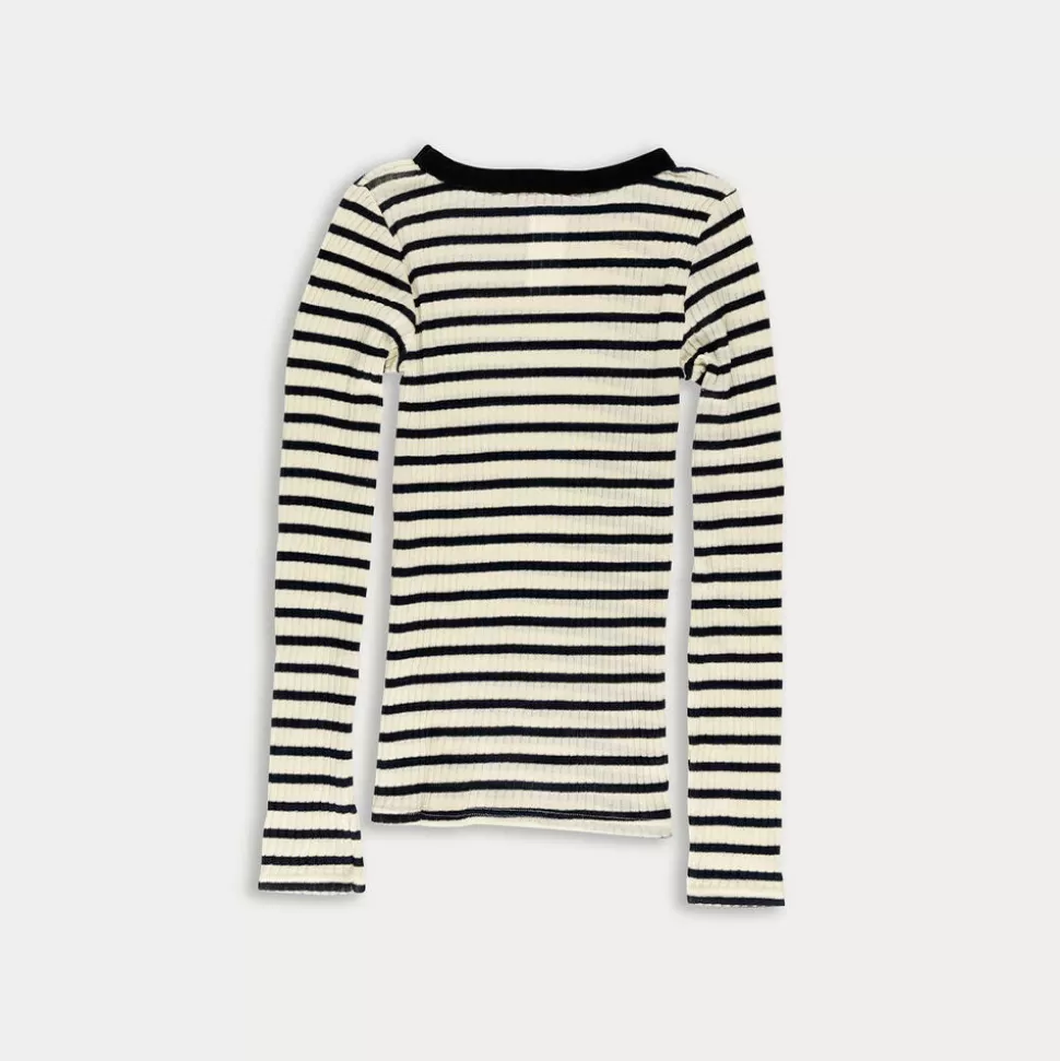 La Fetiche - Tee Shirt Jackie Rayé - Ecru>Merci Paris Sale