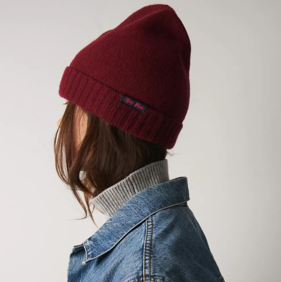 Merci - Bonnet en laine et cachemire - Bordeaux & Rose>Merci Paris Best Sale