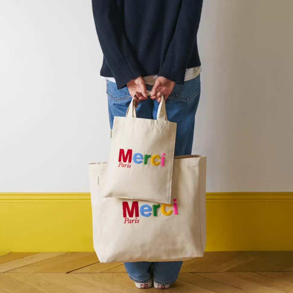 Merci - Tote Bag en coton Bouclette - Ecru & Multicolore>Merci Paris Cheap