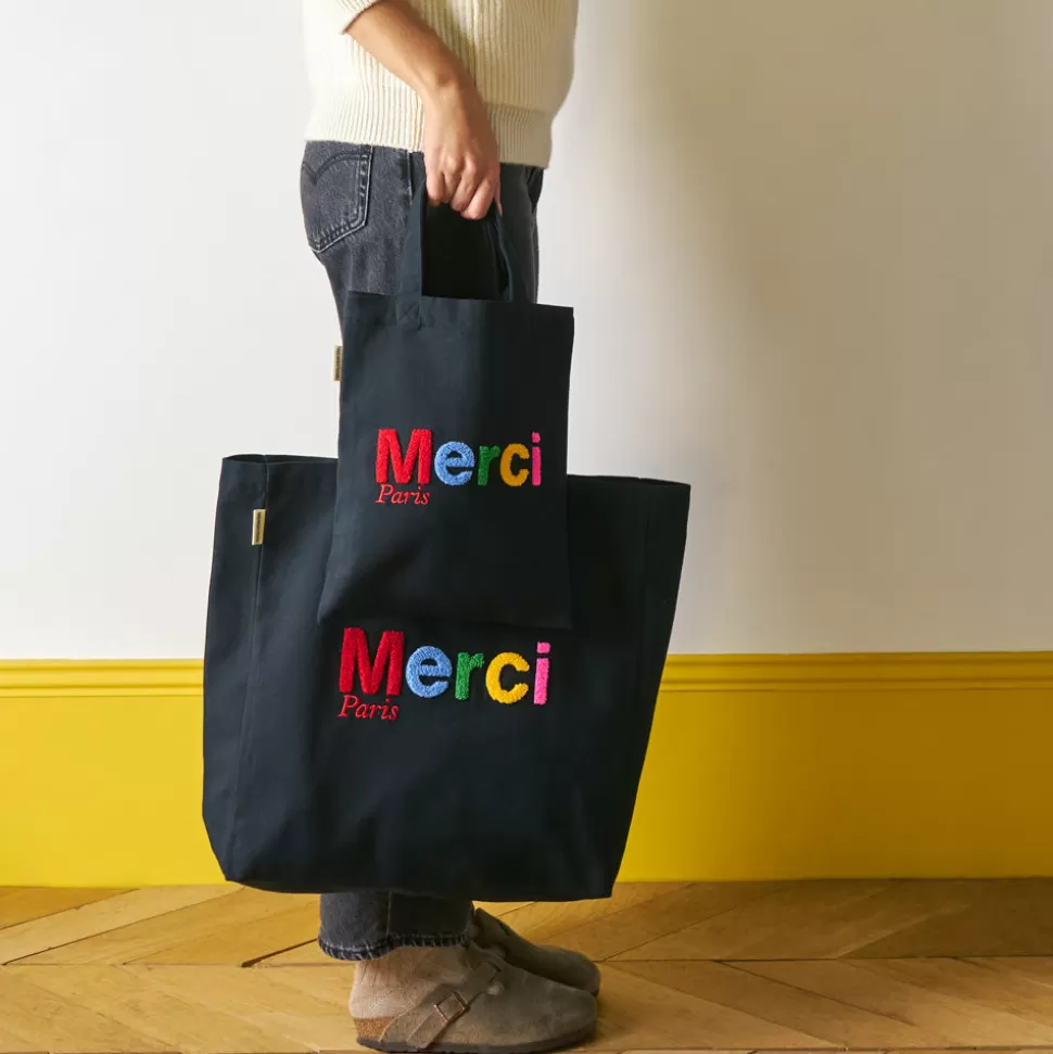 Merci - Tote Bag en coton Bouclette - Noir & Multicolore>Merci Paris Cheap