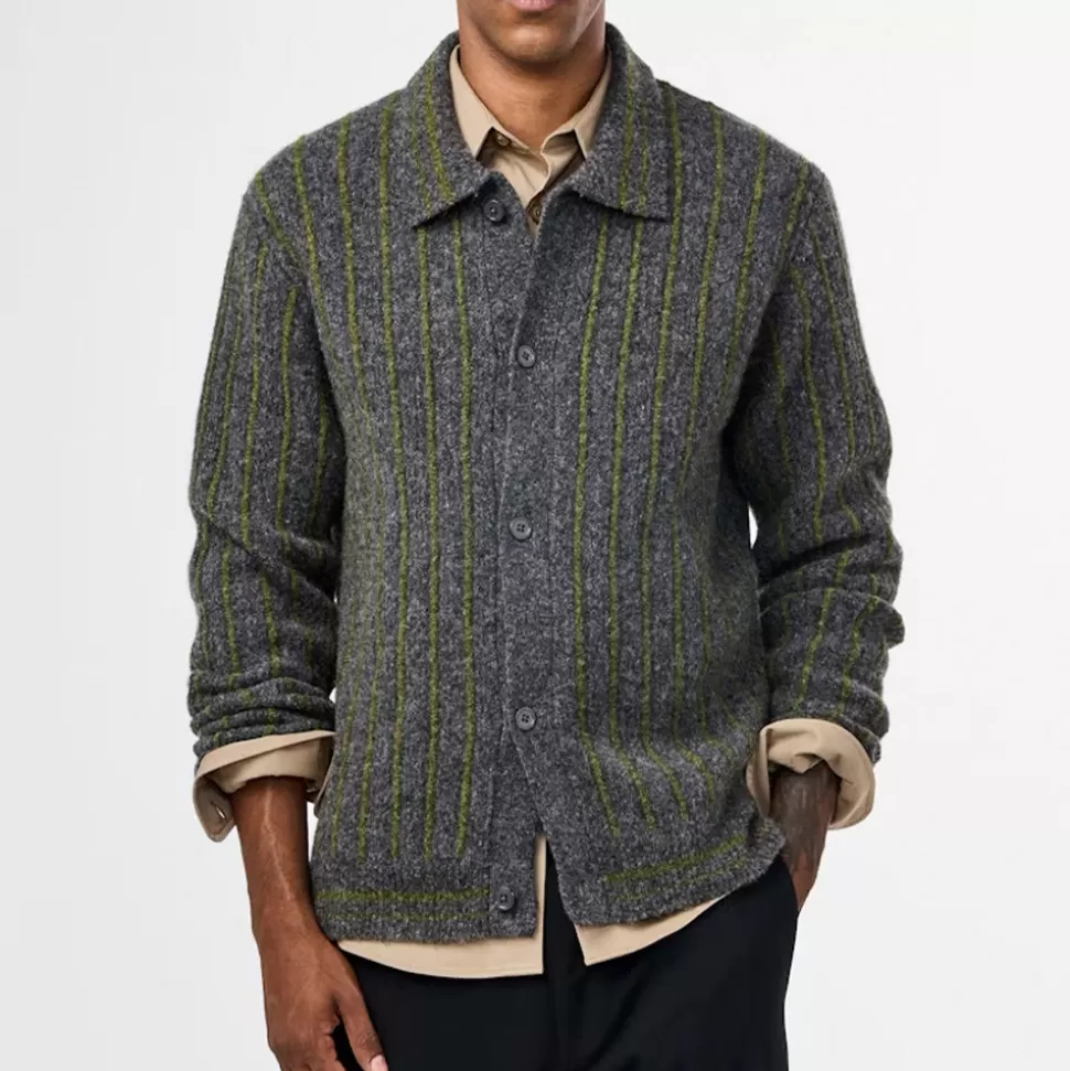 NN. 07 - Cardigan Polo Darren - Medium grey Mel>Merci Paris Clearance