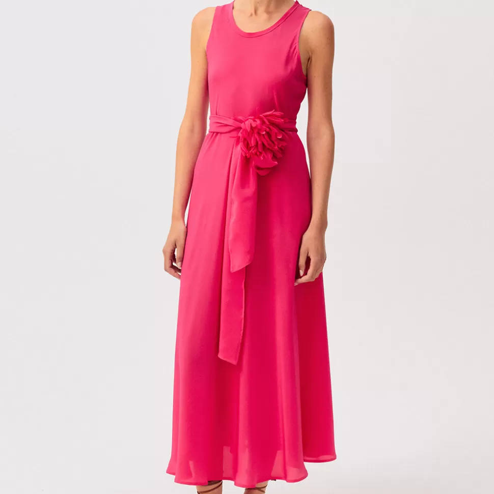 Rosso35 - Robe sans manches avec ceinture en crêpe de chine - Fuchsia>Merci Paris Outlet