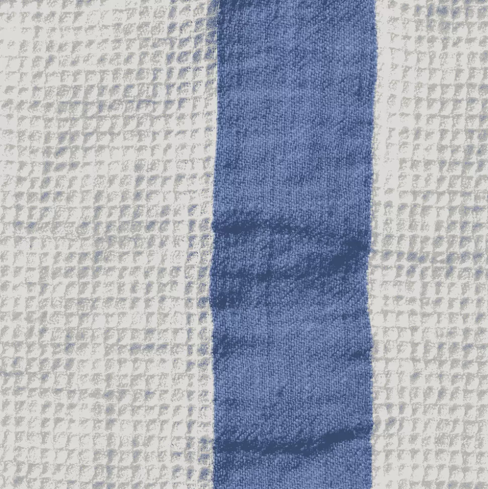 Serviette de bain en lin - Nid d'abeille - Bande Bleu Paros>Merci Paris Shop