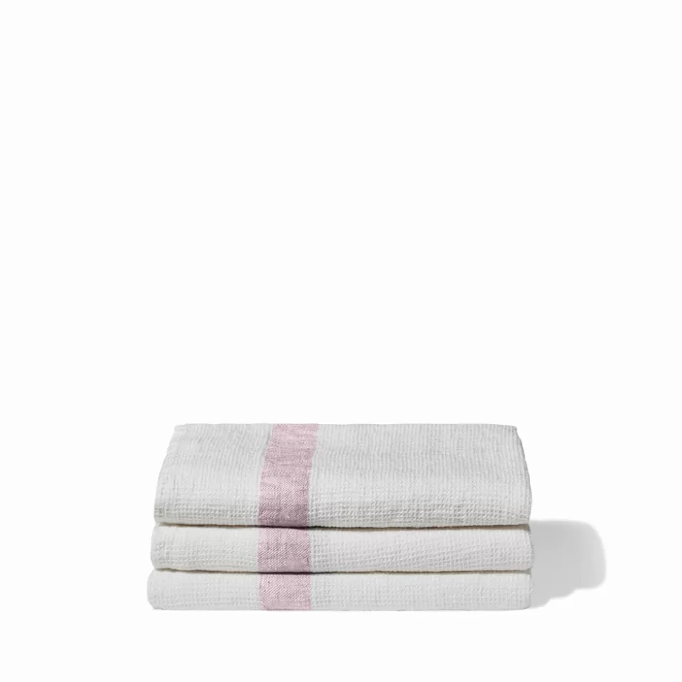 Serviette de bain en lin - Nid d'abeille - Bande Parme Fuji Iro>Merci Paris Cheap