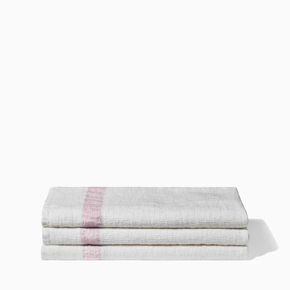 Serviette de bain en lin - Nid d'abeille - Bande Parme Fuji Iro>Merci Paris Cheap