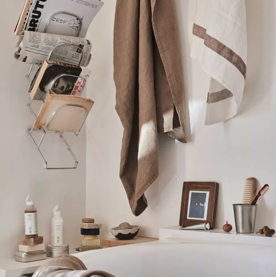 Serviette de bain en lin - Nid d'abeille - Brun Cha Iro>Merci Paris Hot