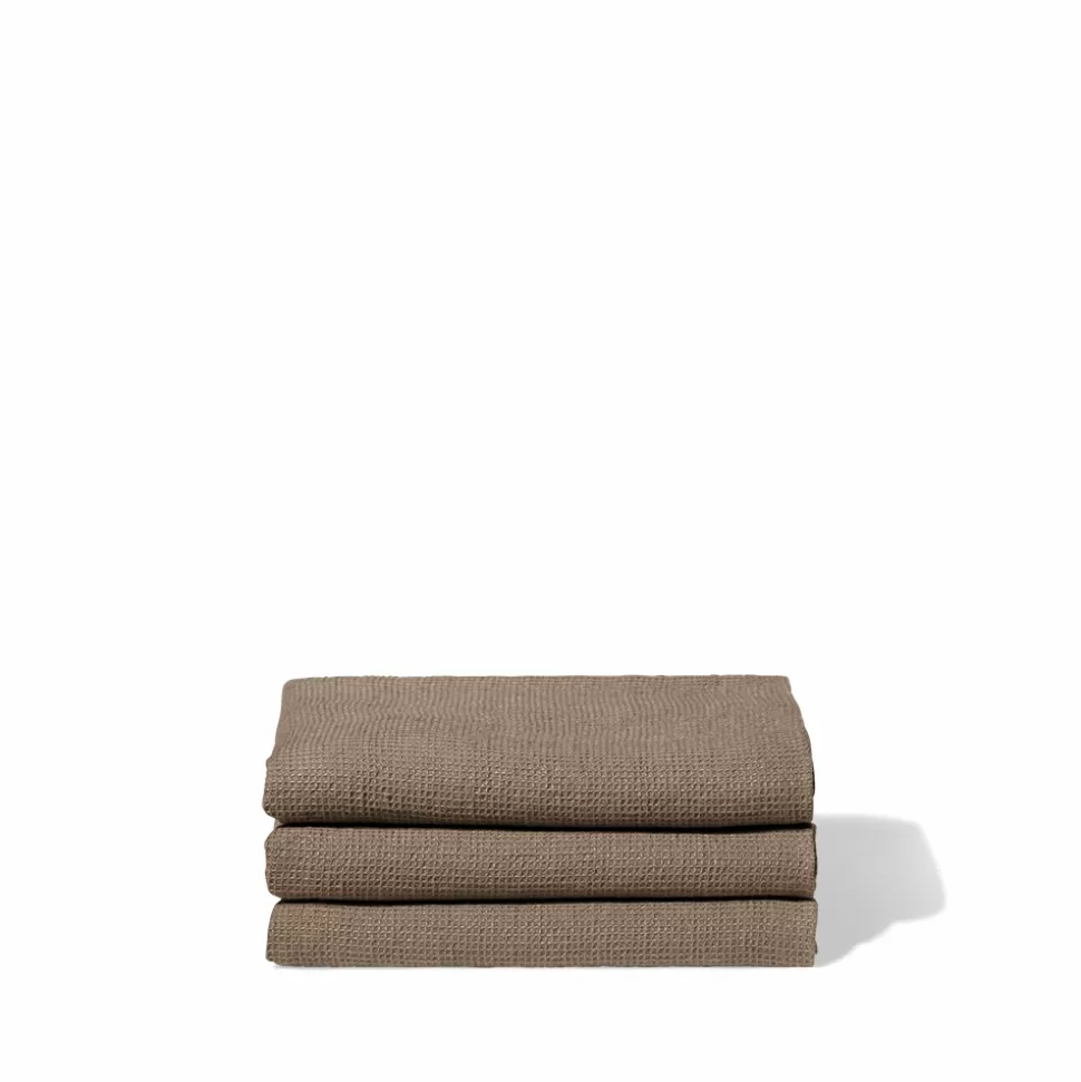 Serviette de bain en lin - Nid d'abeille - Brun Cha Iro>Merci Paris Hot