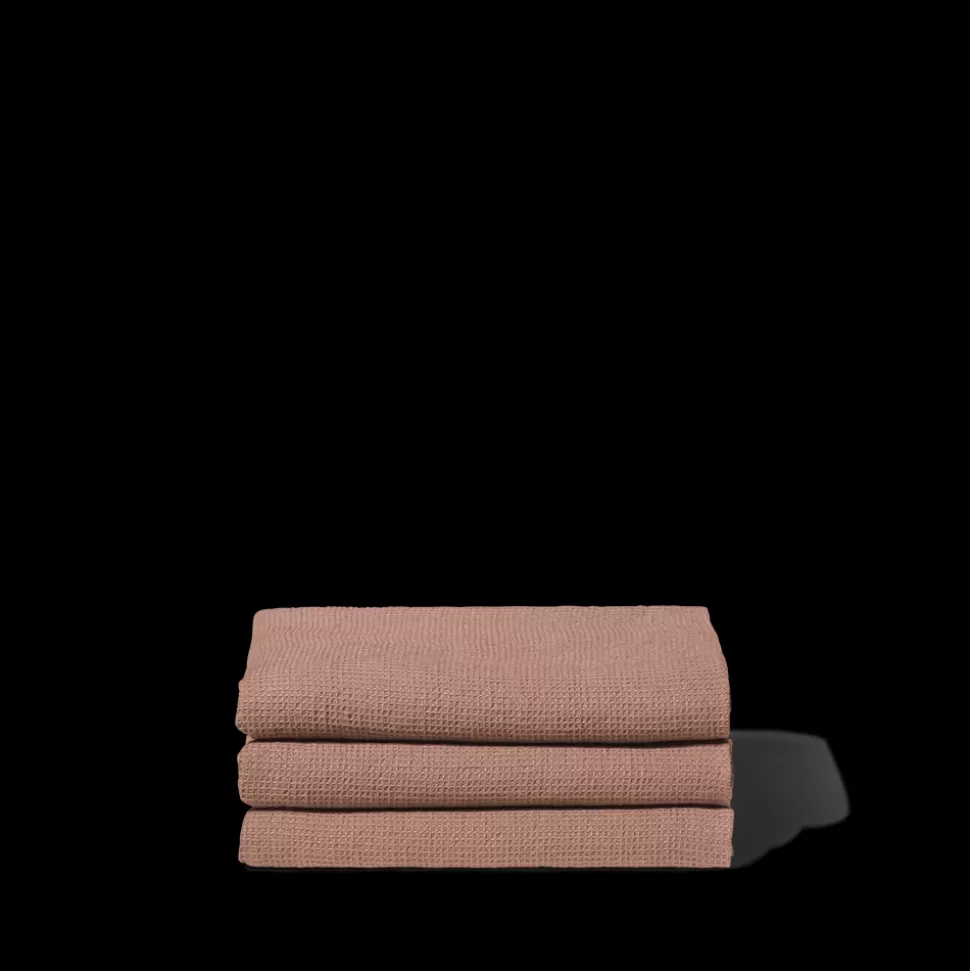 Serviette de bain en lin - Nid d'abeille - Rose Argile>Merci Paris Fashion