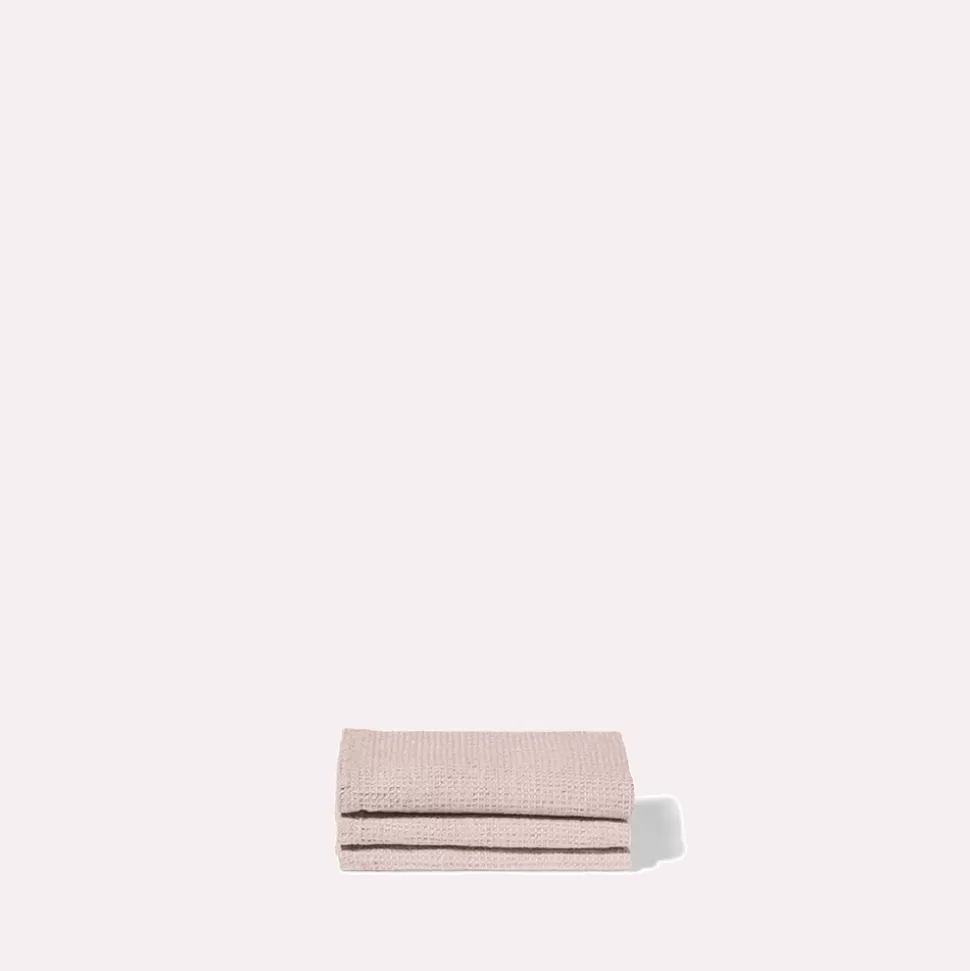 Serviette de bain invité en lin - Nid d'abeille - Beige Rosé>Merci Paris Cheap
