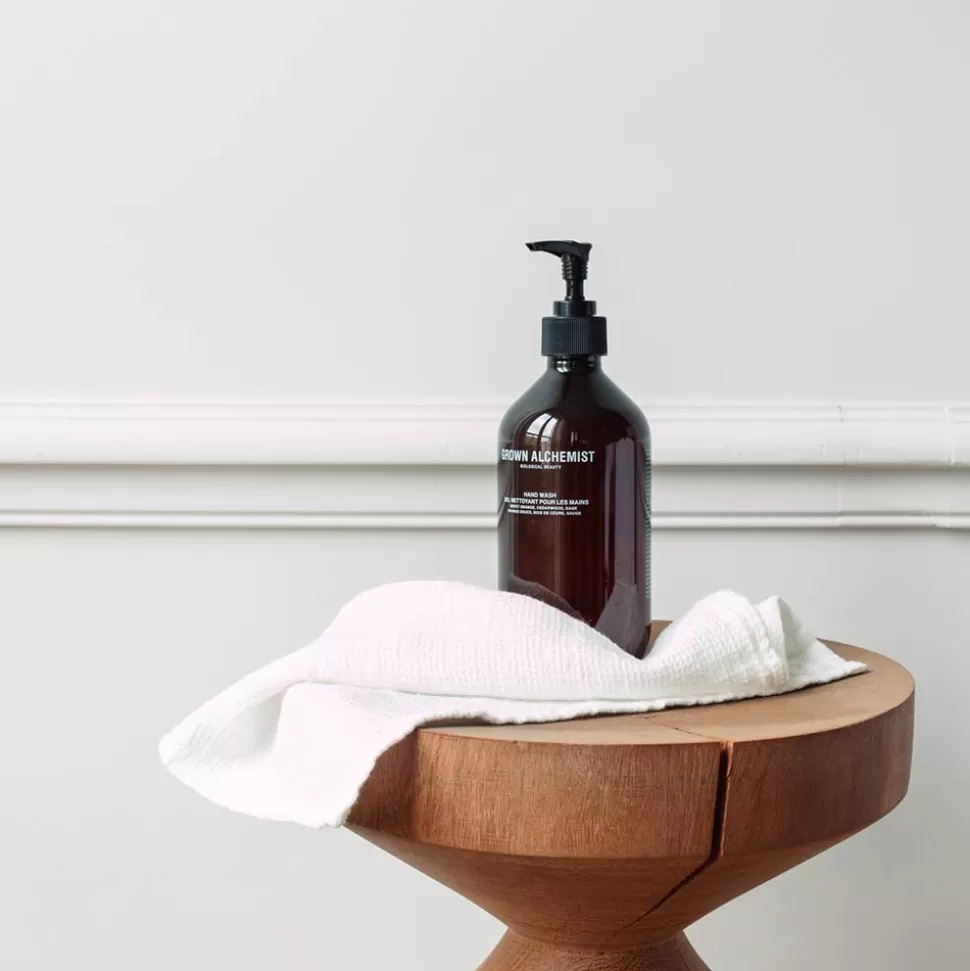 Serviette de bain invité en lin - Nid d'abeille - Blanc Optique>Merci Paris Fashion
