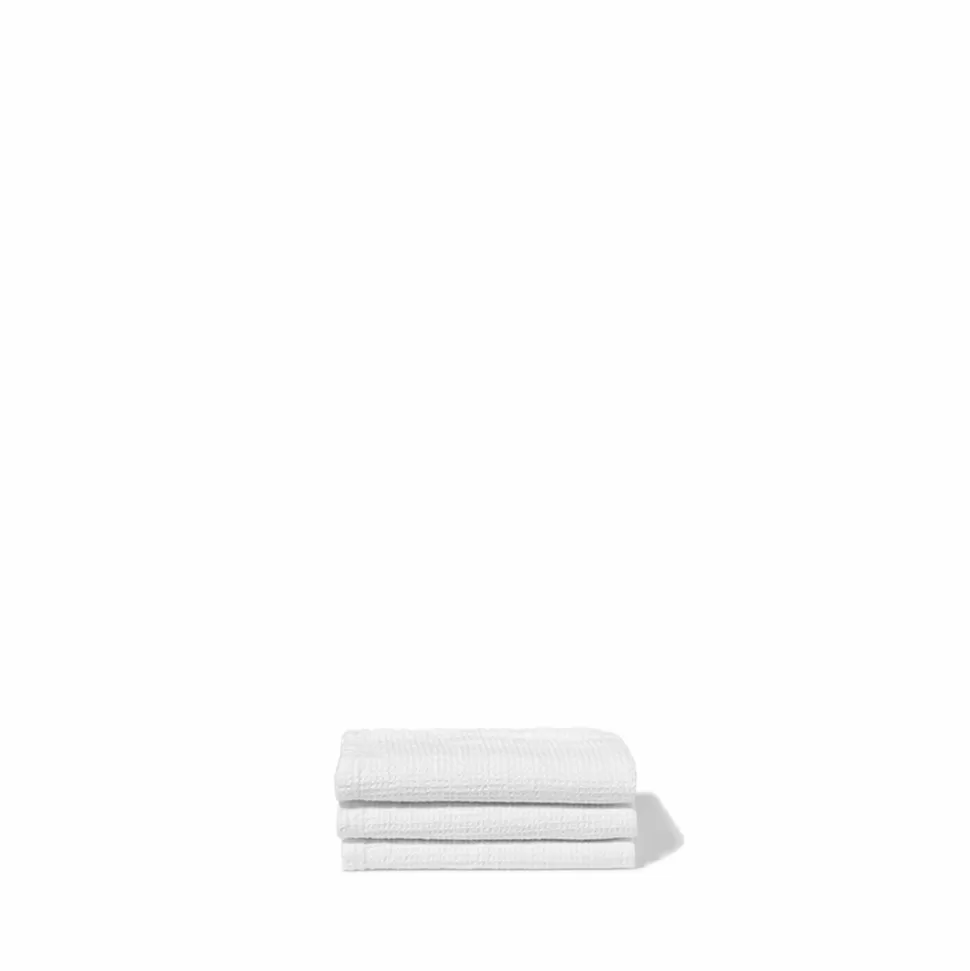 Serviette de bain invité en lin - Nid d'abeille - Blanc Optique>Merci Paris Fashion