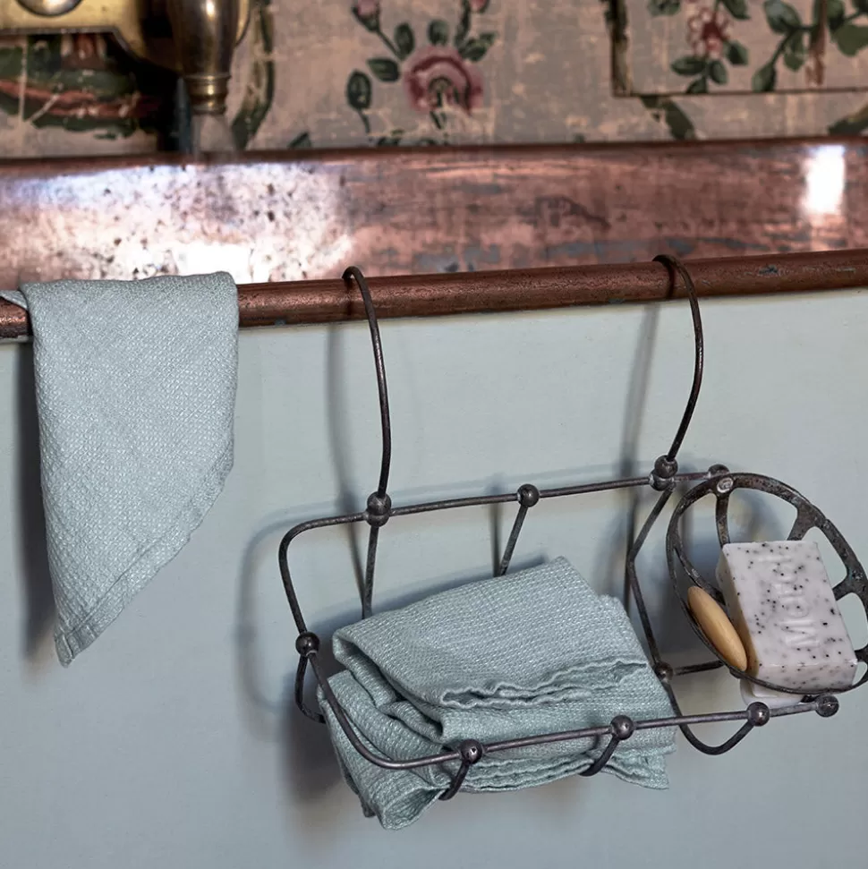 Serviette de bain invité en lin - Nid d'abeille - Gris Vésuve>Merci Paris Fashion