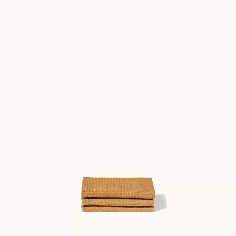 Serviette de bain invité en lin - Nid d'abeille - Jaune Asahi>Merci Paris New