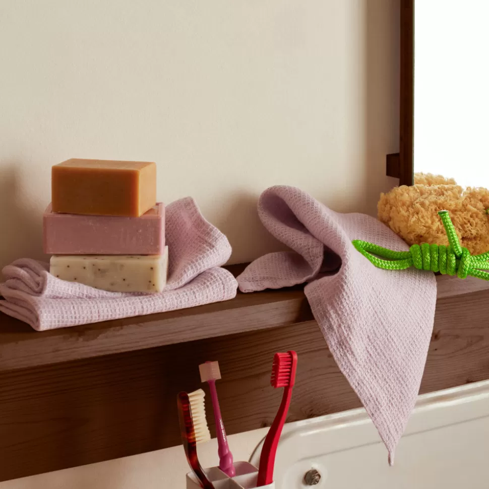 Serviette de bain invité en lin - Nid d'abeille - Parme Fuji Iro>Merci Paris Best