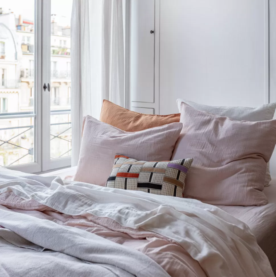 Taie d'oreiller en gaze de coton - Rose de Bagatelle>Merci Paris Online