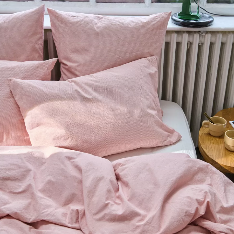 Taie d'oreiller en percale de coton - Rayures Rouge Ocre>Merci Paris Outlet