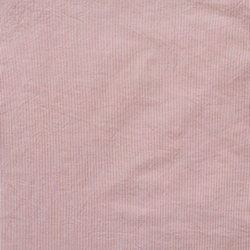 Taie d'oreiller en percale de coton - Rayures Rouge Ocre>Merci Paris Outlet
