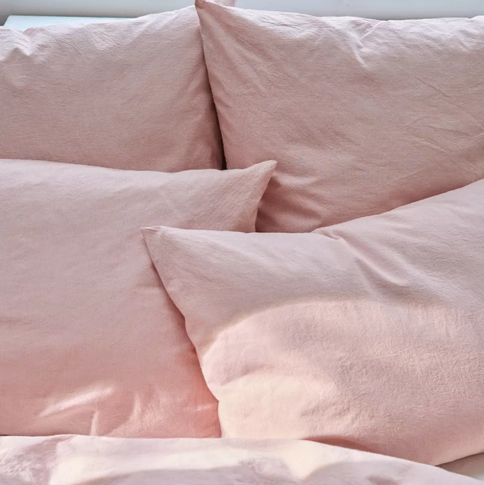 Taie d'oreiller en percale de coton - Rayures Rouge Ocre>Merci Paris Outlet