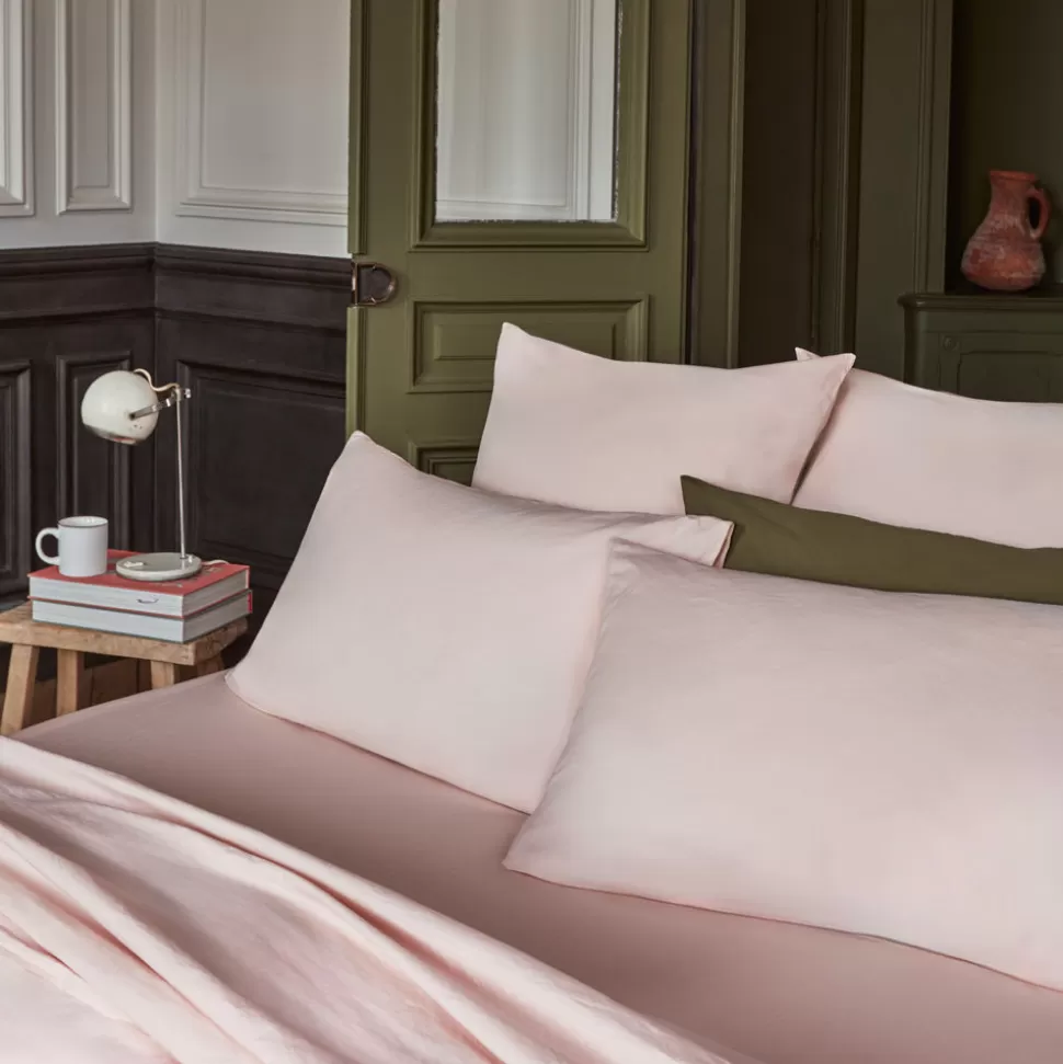 Taie d'oreiller en percale de coton - Rose des Sables>Merci Paris Clearance