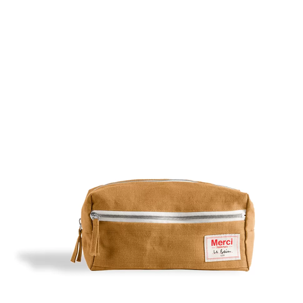 Trousse de toilette en lin lavé - Jaune Asahi>Merci Paris Store